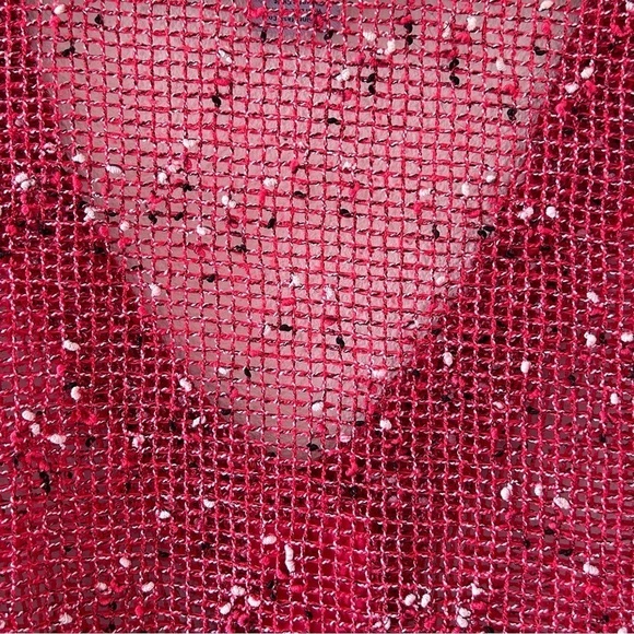 BLAIR Women’s Net Crochet Top Large Red See Through Boho Cover Up Beach Vacation - Picture 11 of 13